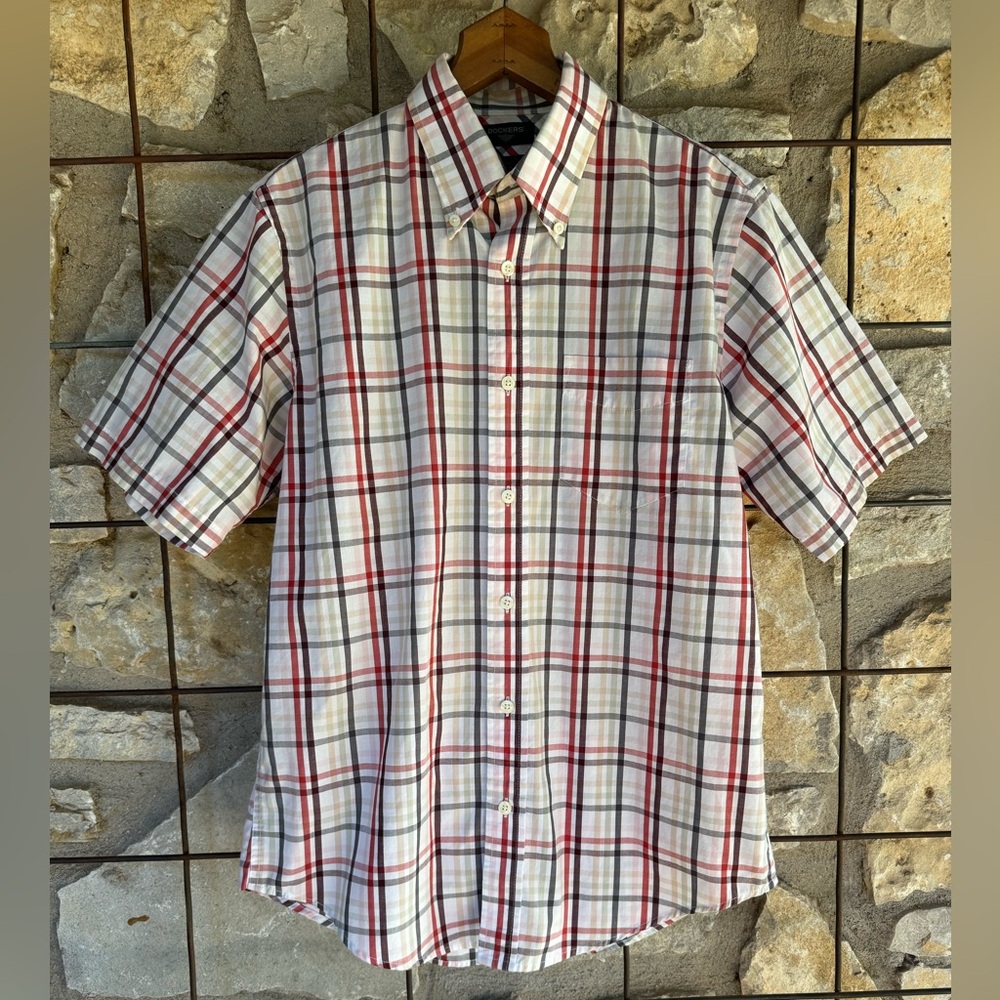 Dockers S boys 14-14 1/2 Stain Defender No Wrinkles plaid , prep, preppie style